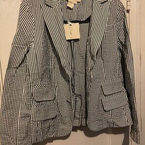 Sandro blue and White Striped Blazer Jacket